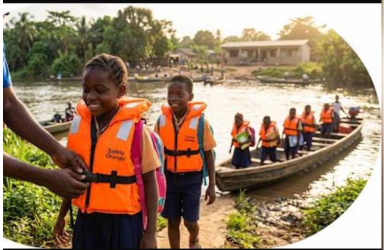 Children on a boat to school